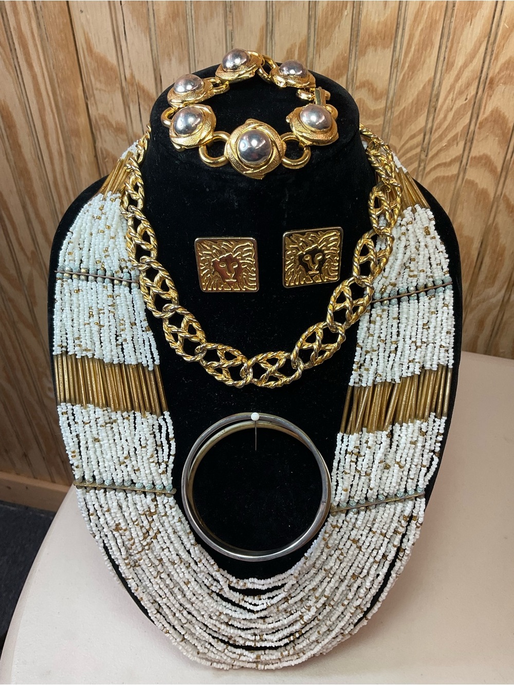 Anne Klein Gold and White Multi-Strand Beaded Necklace Bundle